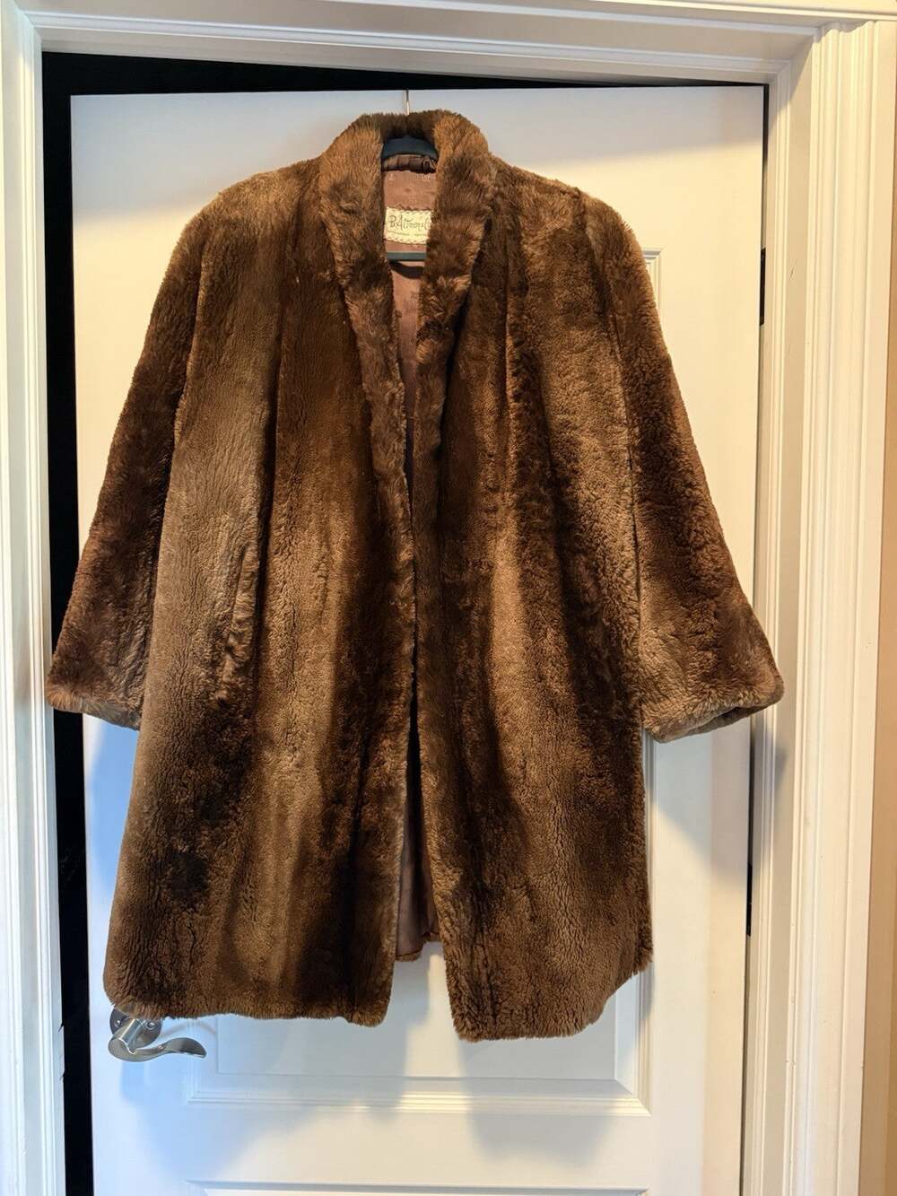 Vintage B Altman Genuine Sheared Beaver Fur Coat Brown Women's Damaged